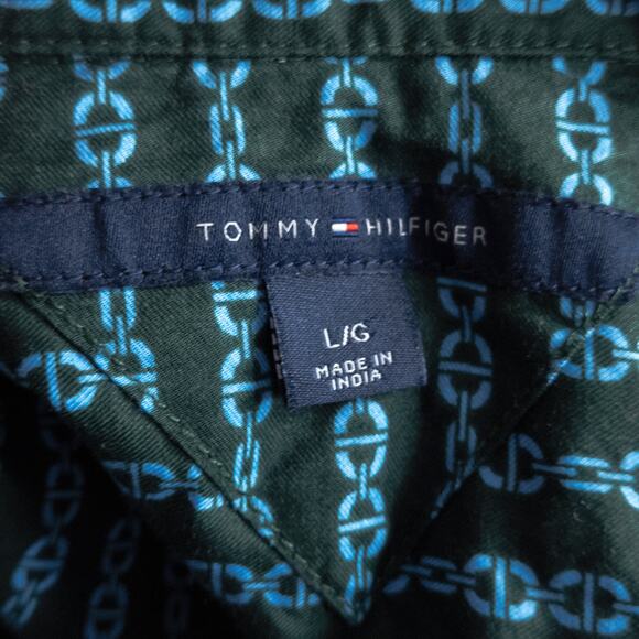 Tommy Hilfiger Nautical Print Shirt Dress Blue L Coastal Preppy Style - Picture 8 of 10